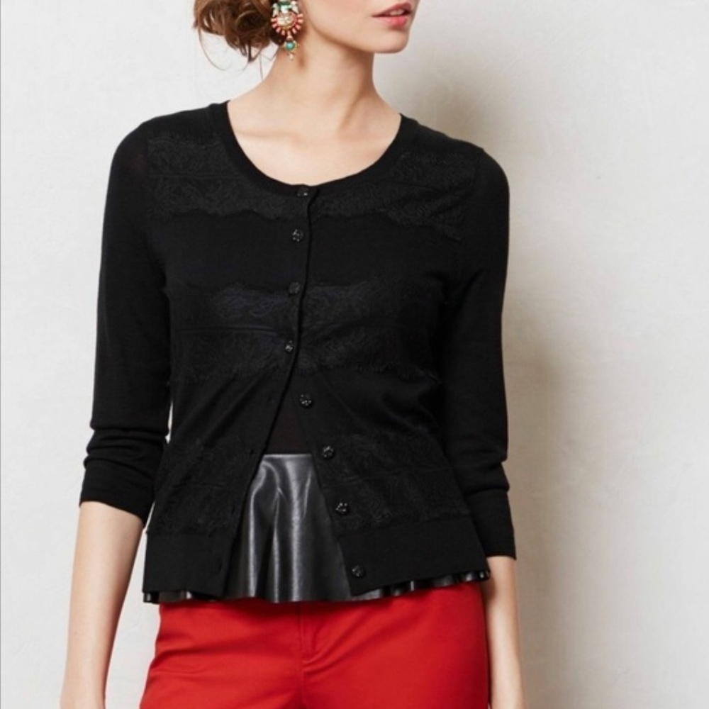 Anthropologie Black Knot and Knitted Cardigan